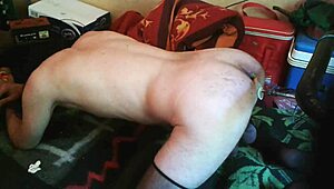 i'm plugging my ass with the german fuck machine in this intense gay session