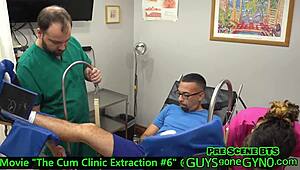 ¡Hey, mira este BTS desnudo de la clínica de semen con Angel Ramiraz pajando una polla! 😜