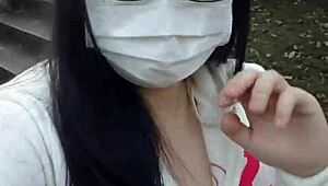 公园公开暴露大胸，闪现超刺激