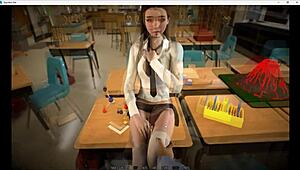 先生のお気に入りが可愛い3Dゲームでハッピーエンド見つける。カーヴィー衣装輝く。