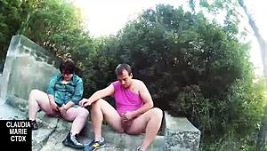 Public fuck in ditch with fat pussy