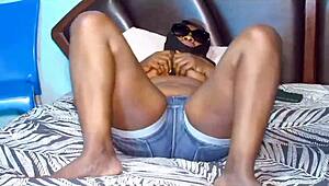 Hijab milf plays with her big tits and spreads out her legs in homemade solo