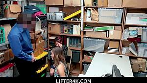 Lifter4k - MILF asiática Christy Love seduz segurança pra salvar enteada virgem de problema de furto.