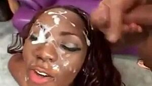 Bukkake Model Gets Massive Load on Her Big Tits