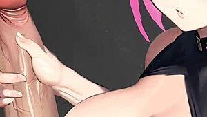 Sakura bagi handjob hebat dalam adegan hentai ini