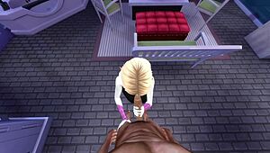 Sims 4 Spider Man: Miles Morales dewasa kongkek Gwen Stacy dewasa di balkoni