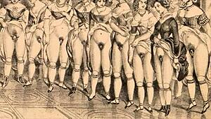 Welche Geheimnisse verbergen sich in dieser Vintage-Erotik-Illustration mit Cartoon-Charme und antikem Anime-Zauber?