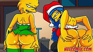 ¡Regalo de Navidad! Doy a mi Esposa como Obsequio a Mendigos en Hentai de Simpsons