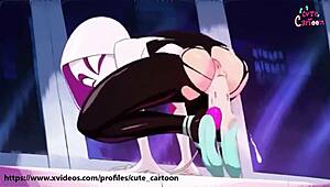 蜘蛛侠 - Gwen Stacy在热动漫场景中自慰 😍