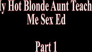 Varm blond ste-tante Misty Meaner lærer rå sexundervisning