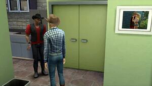 Esposa vaquera seducida y follada por compañero cerca del marido.