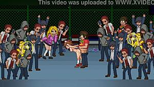 《School Dot Fight》完整画廊，动漫女同激烈动作