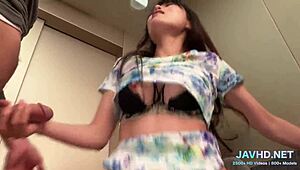 Hot Japanese babes tease in stockings and pantyhose