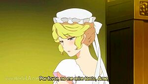 الخادمة الشقراء ذات الصدر الكبير تتسع في أكشن هينتاي متحرك