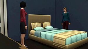 Japanse stiefmoeder betrapt stiefzoon bij rukken en neukt hem hard in geile Aziatische hentai