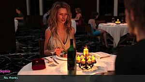 ベネットと夕食中の3Dゲーム浮気熟女見て葛藤しちゃう