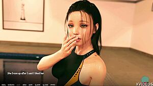 Rebecca udă strălucește în joc de rolplay atletic