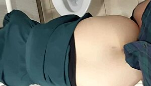 college couple sneaks into toilet for raw sex and intense release