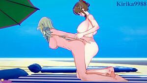 Lamia Loveless e Chitose Kisaragi aguentam putaria lésbica intensa e creampie futanari no hentai Super Robot Wars?