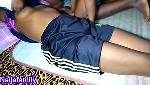 Sneaking at night to bang my curvy ebony stepsister.