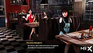 Negócios de moda expõe buceta no restaurante.