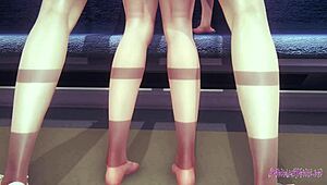 Черная Вдова хентай: трахают в поезде с кремпаем или просто дразнит в костюме?