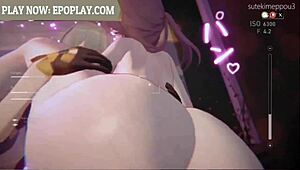 大屁股动画让我上瘾，巨乳和棕发曲线太诱人！🔥