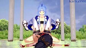 Amari Aquamarine, Kaguya Nanbu, Suzuka-Hime i vild lesbisk futanari leg