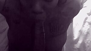 Ebony deepthroat on big black cock