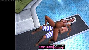 Трахнули на трамплине публичного бассейна в дикой мультяшной экшене Сумасшествие!