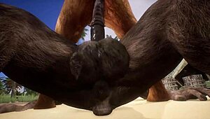 嘿，看牛头怪干狮子，最后射他嘴里！