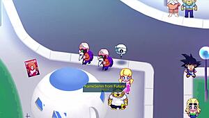 Vados Flaunts Huge Boobs to Master Roshi Hard