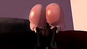 卡通故事，黑男人操沙发上的红发白妞，3D动漫