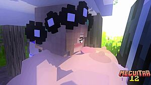 La reunión de video antiguo se vuelve salvaje con acción de pornografía Minecraft