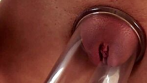 Look at this smiling chick squirting pee from her wet pussy