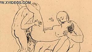 Vintage erotische illustratie vol klassieke charme