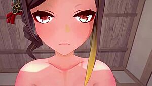 Chiori在《原神》POV视角中被狠狠撞击