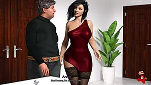 Anna megdöbbent egy szexi piros ruhában és fekete harisnyában, fejeket fordít a bulin ebben az izgalmas epizódban