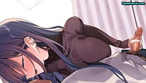 在这个动漫色情故事中，一个角色被隔壁邻居抚摸。