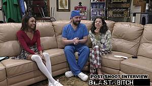 Solana spits doctor's load, gets fucked hard with cum blast.