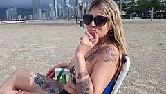 She Recognized Me On The Beach, Invited Me To See The City, And I Ended Up Fucking My Little Pussy Completely In Red