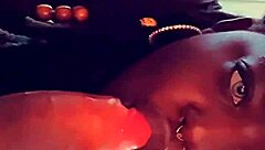 ebony cumslut takes bareback face fucking and throatfuck from interracial cock