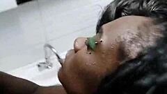 in the hidden bathroom of the guys, i fucked her secretly while everyone was around.