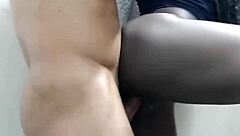 in the hidden bathroom of the guys, i fucked her secretly while everyone was around.