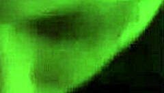 tatted rave chick gives a blowjob with glowsticks in her mouth, leading to a creampie orgasm