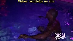 The security guard catches me for a blowjob in the hotel pool.