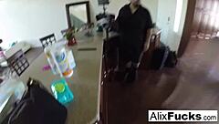 alix lynx does a surreal swing solo in her daisy dukes