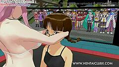 anime girl fights with ryona ballbusting in hentai mmd