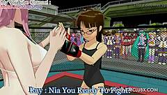 anime girl fights with ryona ballbusting in hentai mmd