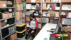 This pornstar gets hammered by the guard on the desk in a roleplay storyline.